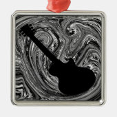 Abstracte Zwemelen Guitar Ornament, zwart-wit Metalen Ornament (Voorkant)
