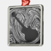 Abstracte Zwemelen Guitar Ornament, zwart-wit Metalen Ornament (Links)