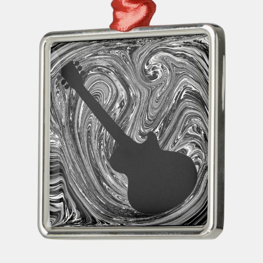 Abstracte Zwemelen Guitar Ornament, zwart-wit Metalen Ornament (Links)