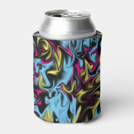 Abstracte Zwemelen van zwarte gele roze blauw Paar Blikjeskoeler