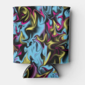 Abstracte Zwemelen van zwarte gele roze blauw Paar Blikjeskoeler (Voorkant)