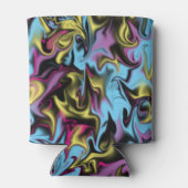 Abstracte Zwemelen van zwarte gele roze blauw Paar Blikjeskoeler (Achterkant)