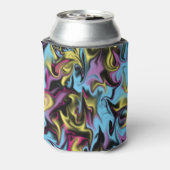 Abstracte Zwemelen van zwarte gele roze blauw Paar Blikjeskoeler (Blikje Achterkant)