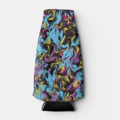 Abstracte Zwemelen van zwarte gele roze blauw Paar Flesjeskoeler (Voorkant)