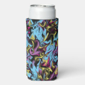 Abstracte Zwemelen van zwarte gele roze blauw Paar Seltzer Blikjeskoeler (Seltzer Achterkant)