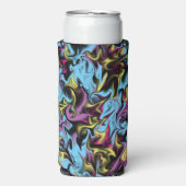 Abstracte Zwemelen van zwarte gele roze blauw Paar Seltzer Blikjeskoeler (Seltzer Voorkant)