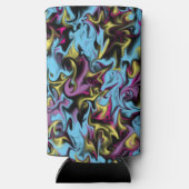 Abstracte Zwemelen van zwarte gele roze blauw Paar Seltzer Blikjeskoeler (Achterkant)