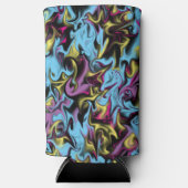 Abstracte Zwemelen van zwarte gele roze blauw Paar Seltzer Blikjeskoeler (Voorkant)