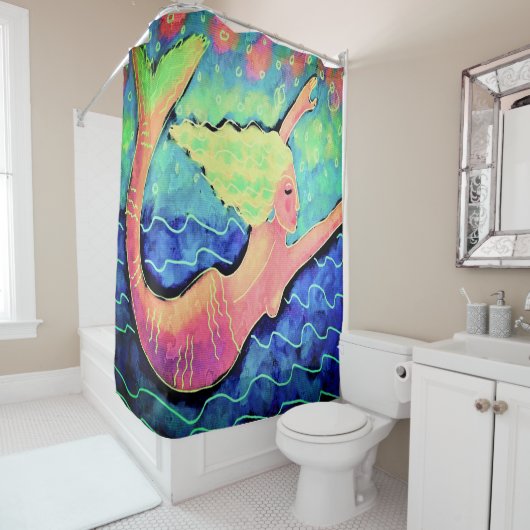 Abstracte zwemkunst douchegordijn (In situ)