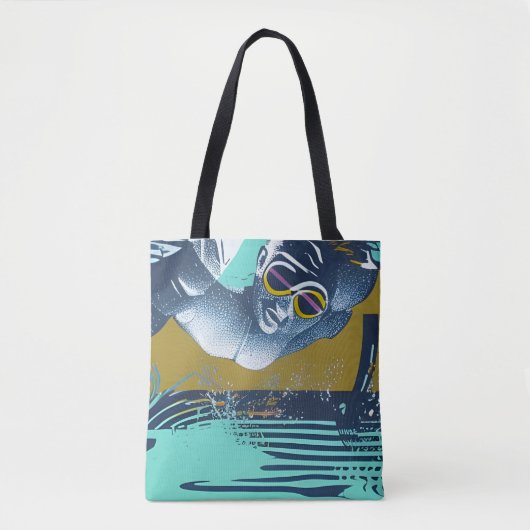Abstracte zwemmer tote bag (Voorkant)