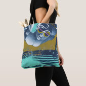 Abstracte zwemmer tote bag (Dichtbij)