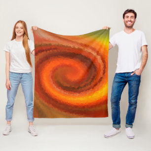Abstracte zwenkvloeistof oranje bruin vuur moderne fleece deken