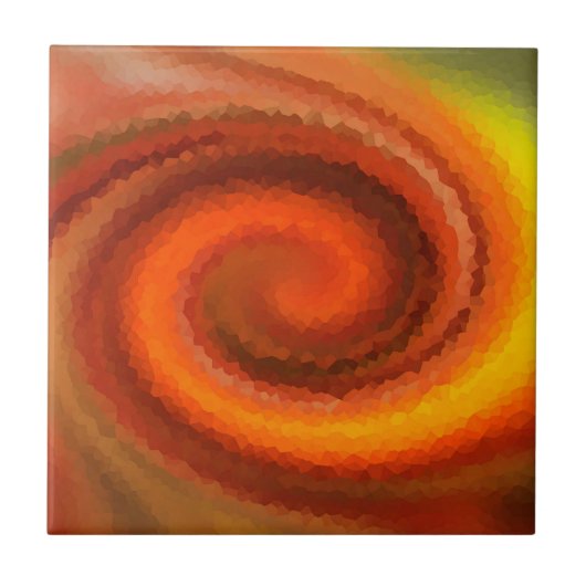 Abstracte zwenkvloeistof oranje bruin vuur moderne tegeltje (Voorkant)