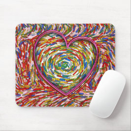 Abstracte Zwirl Sprinkles Heart Muismat