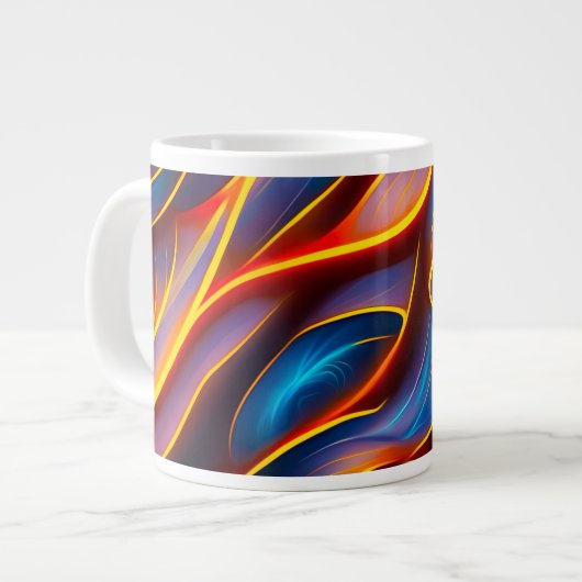 Abstracte Zwirlblauwe rode lammeren Grote Koffiekop (Links)