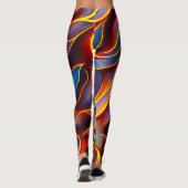 Abstracte Zwirlblauwe rode lammeren Leggings (Achterkant)
