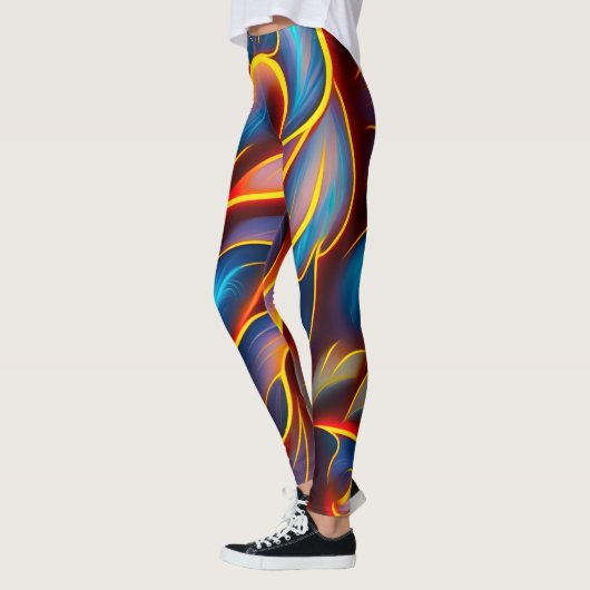Abstracte Zwirlblauwe rode lammeren Leggings (Links)
