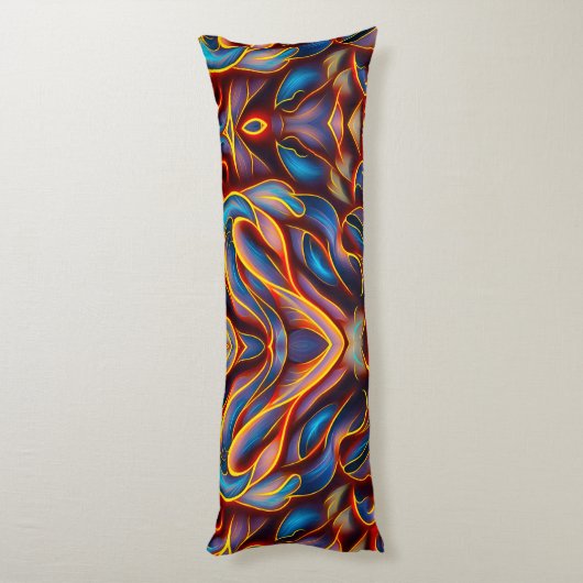 Abstracte Zwirlblauwe rode lammeren Lichaamskussen (Achterkant (Verticaal))