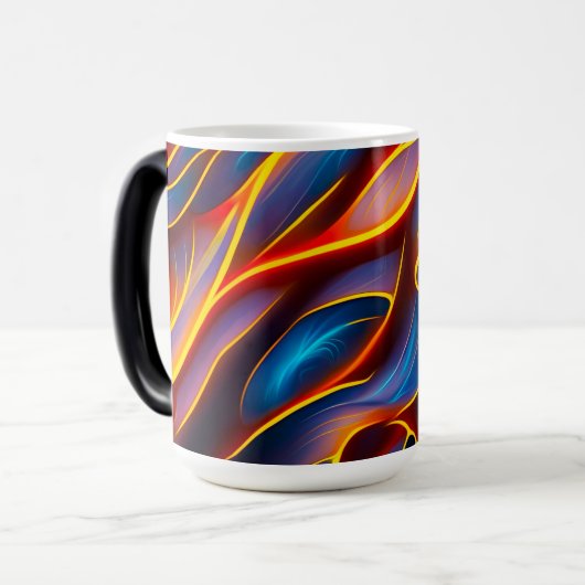 Abstracte Zwirlblauwe rode lammeren Magische Mok (Voorkant links)