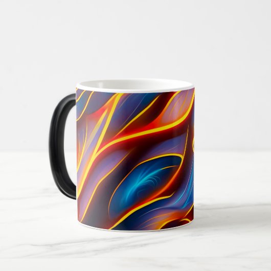 Abstracte Zwirlblauwe rode lammeren Magische Mok (Voorkant links)