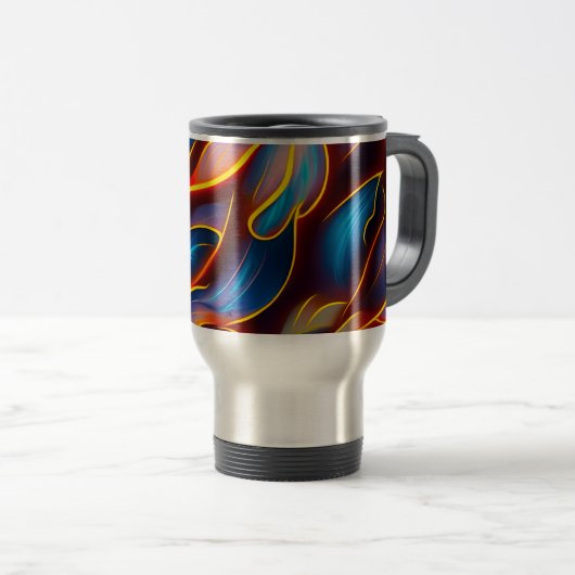 Abstracte Zwirlblauwe rode lammeren Reisbeker (Voorkant rechts)