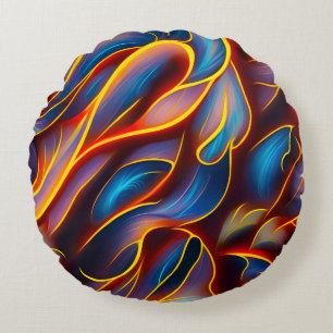 Abstracte Zwirlblauwe rode lammeren Rond Kussen