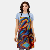 Abstracte Zwirlblauwe rode lammeren Schort (Gedragen)