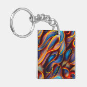 Abstracte Zwirlblauwe rode lammeren Sleutelhanger (Voorkant Links)