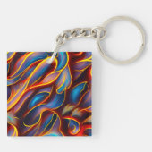 Abstracte Zwirlblauwe rode lammeren Sleutelhanger (Achterkant)