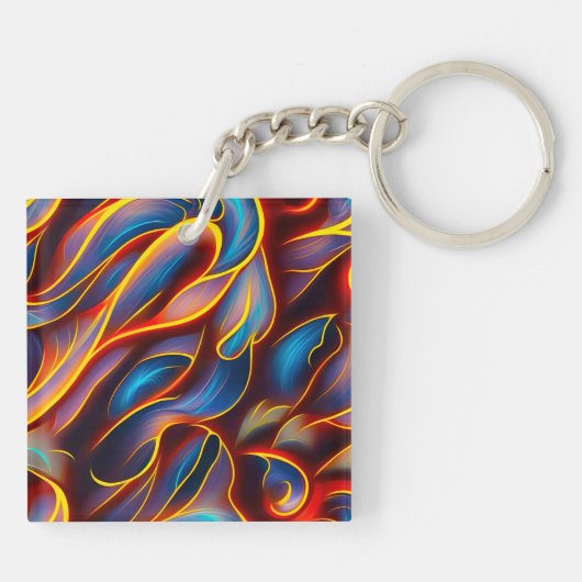 Abstracte Zwirlblauwe rode lammeren Sleutelhanger (Achterkant)