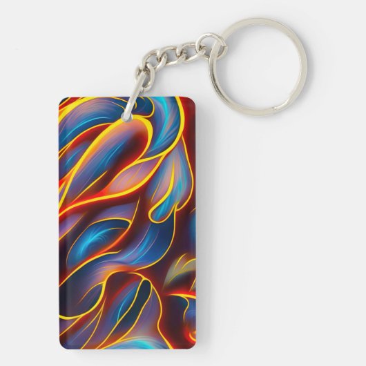 Abstracte Zwirlblauwe rode lammeren Sleutelhanger (achterkant)