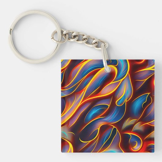 Abstracte Zwirlblauwe rode lammeren Sleutelhanger (voorkant)