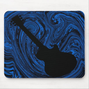 Abstracte Zwirls Guitar Mousepad, blauw Muismat