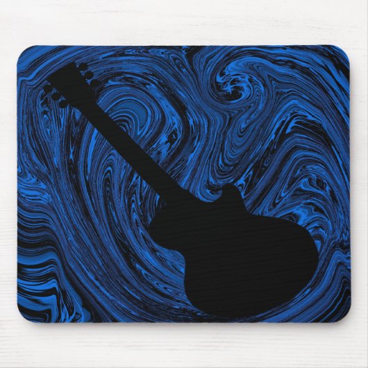 Abstracte Zwirls Guitar Mousepad, blauw Muismat (Voorkant)