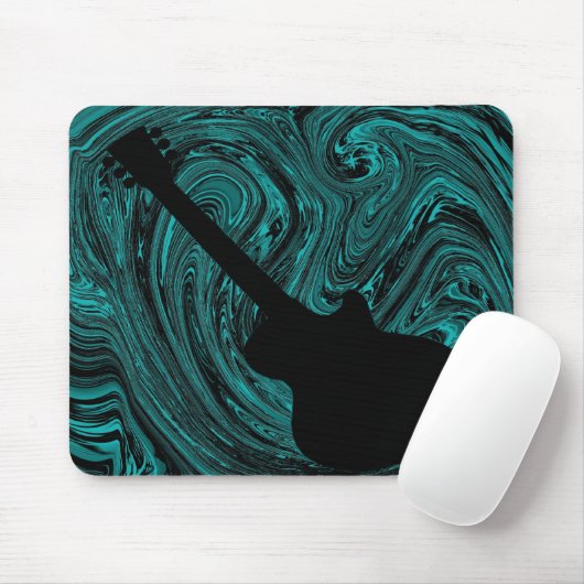 Abstracte Zwirls Guitar Mousepad, Blauwgroen Muismat (Met muis)