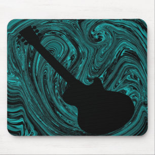 Abstracte Zwirls Guitar Mousepad, Blauwgroen Muismat