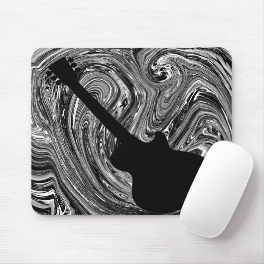 Abstracte Zwirls Guitar Mousepad, zwart-wit Muismat (Met muis)