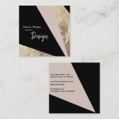 *~* AbstractGold Foil Roze Blush geometric Vierkante Visitekaartje (Voorkant / Achterkant)