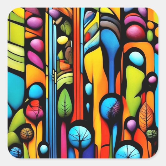 Abstracti Foliagi 2 Vierkante Sticker (Voorkant)