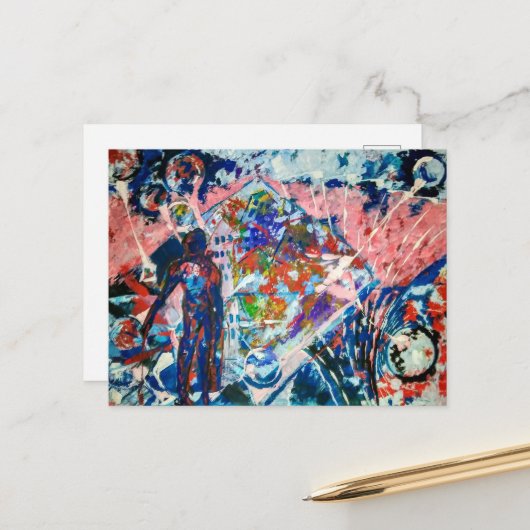 Abstractie, Abstractionisme, Ruimte, Buitenaardsen Feestdagenkaart (Voorkant / Achterkant in situ)