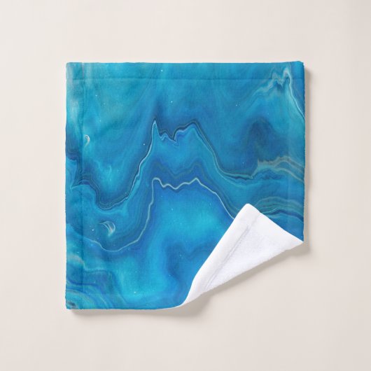 Abstractie blauw en Blauwgroen marmer Bad Handdoek (Wasdoekje)