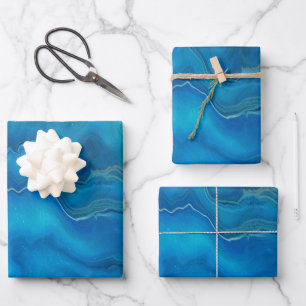 Abstractie blauw en Blauwgroen marmer Inpakpapier Vel