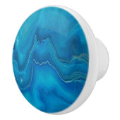 Abstractie blauw en Blauwgroen marmer Keramische Knop (Rechts)