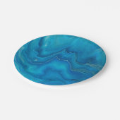 Abstractie blauw en Blauwgroen marmer Papieren Bordje (Gekanteld)