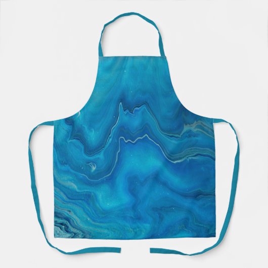 Abstractie blauw en Blauwgroen marmer Schort (Voorkant)