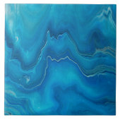 Abstractie blauw en Blauwgroen marmer Tegeltje (Voorkant)