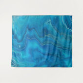Abstractie blauw en Blauwgroen marmer Wandkleed (Voorkant (horizontaal))