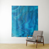 Abstractie blauw en Blauwgroen marmer Wandkleed (In situ)