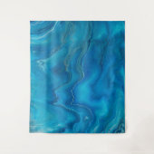 Abstractie blauw en Blauwgroen marmer Wandkleed (Voorkant)