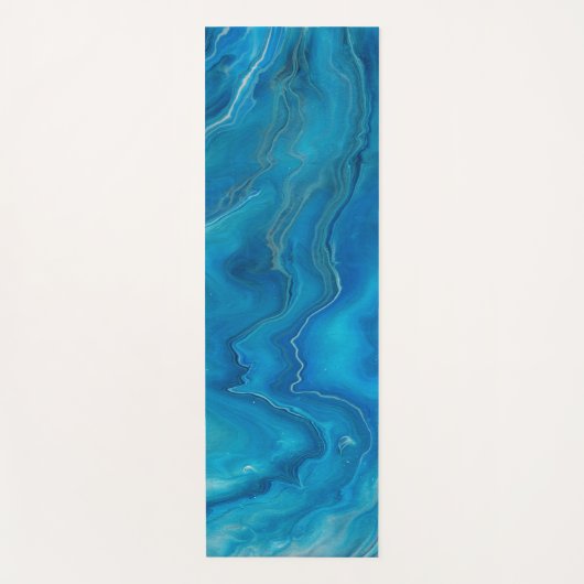 Abstractie blauw en Blauwgroen marmer Yogamat (Voorkant)